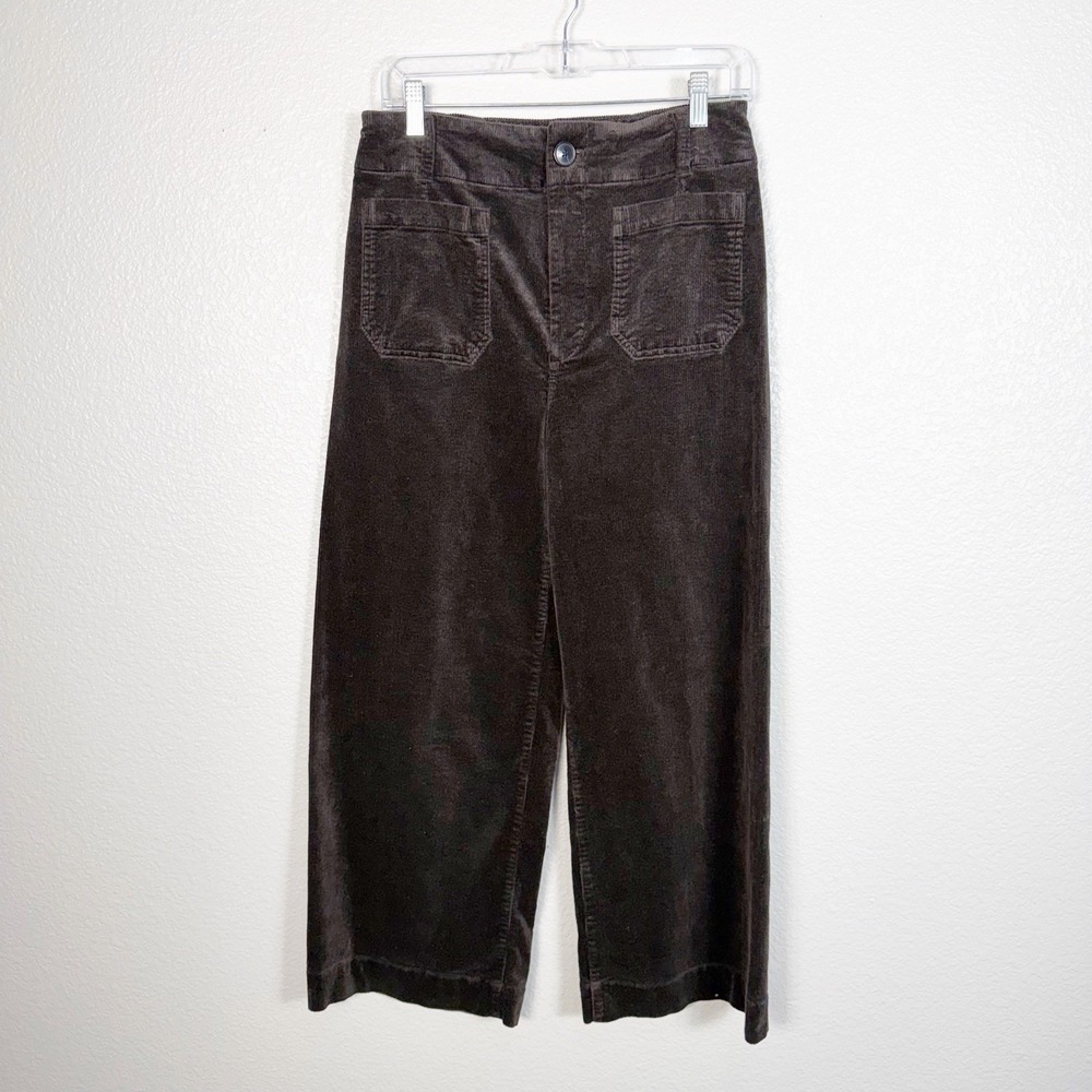 Maeve Anthropologie The Colette Corduroy Crop Wide Leg Pants Women Size 29 Brown